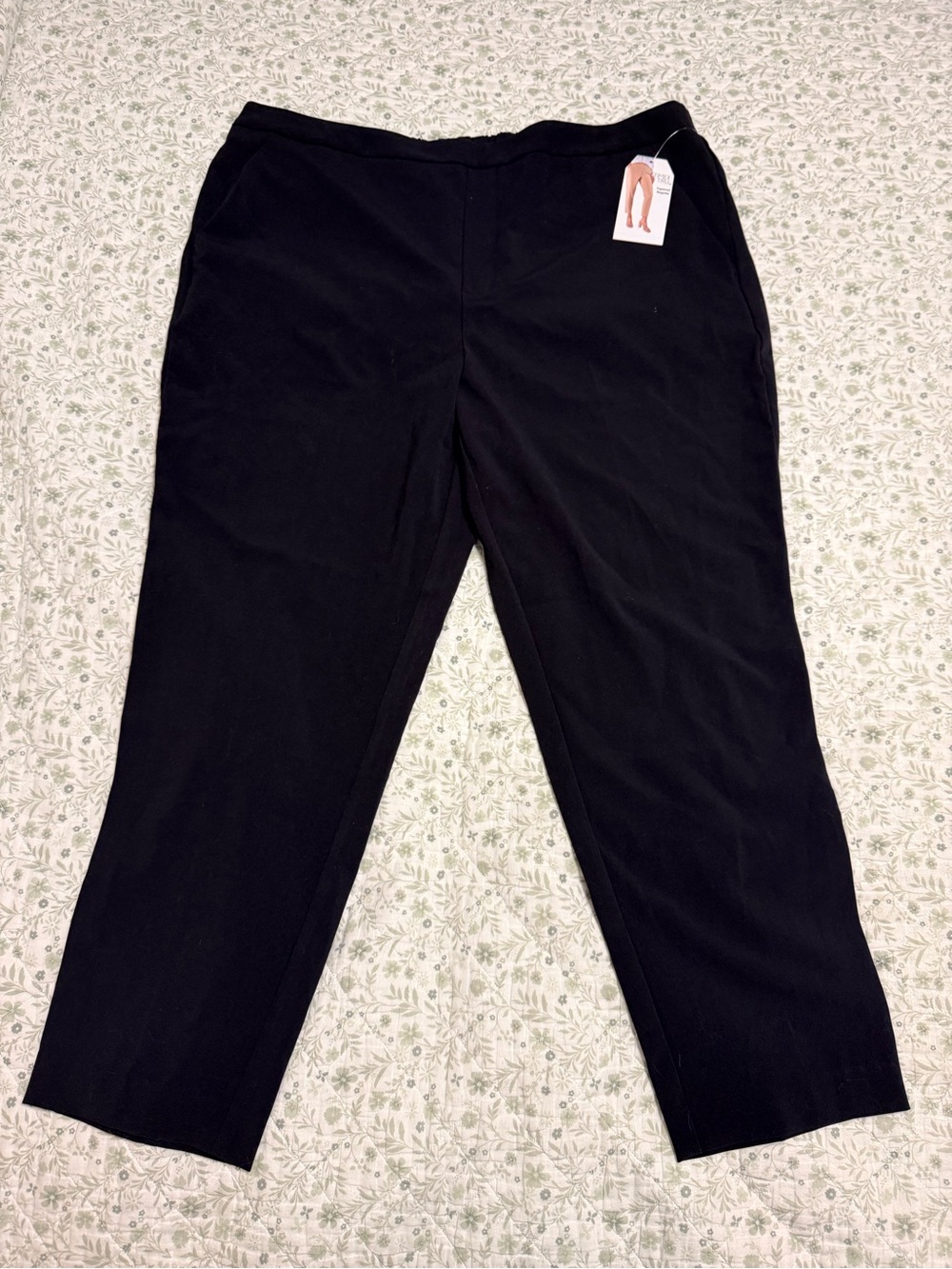 NWT Time and Tru Women's Plus XXL (20) Black Pull-On Knit Pants